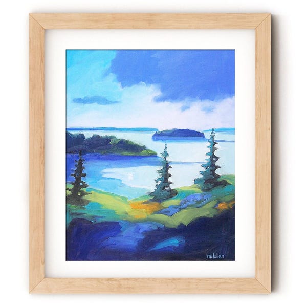 Lámina artística de paisaje de Maine: decoración de pared costera, impresión giclée.