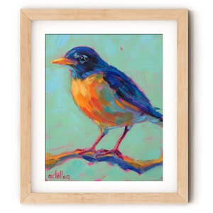 American Robin Print Wall Decor Kitchen, Robin Bird Painting Print Wall Art Canvas Robin Bird Prints, Art Print Nature Prints Wall Art