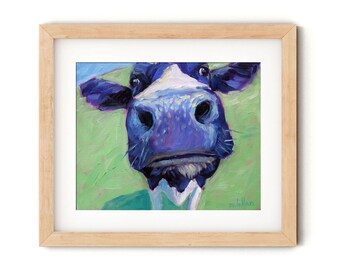 Cow Art Print: Neutral Farm Animal Nursery Decor