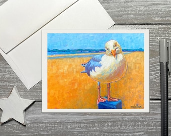 Seagull Art Note Cards: Coastal Bird Greeting Card Set