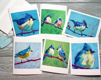 Titmouse Note Card Set: Original Bird Art Stationery