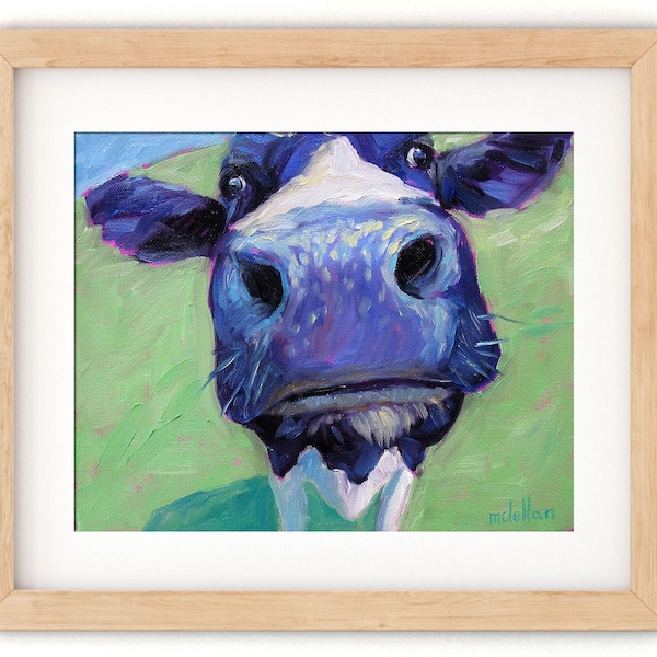 Cow Art Print: Neutral Farm Animal Nursery Decor