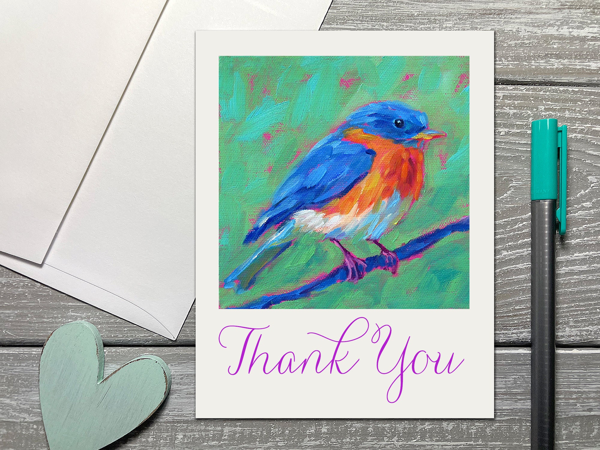 Bluebird Thank You Note Cards Bird Thank You Notecards with | Etsy