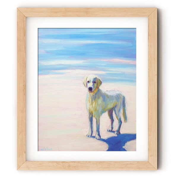 White Lab Art Print, White Labrador Print, White Labrador Retriever Print, Dog on Beach Art Print of Dog Nursery Prints, Dog Nursery Art
