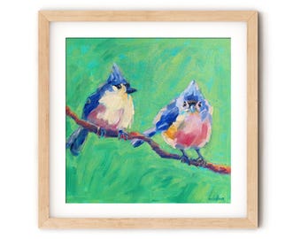 Tufted Titmouse Giclee Print: Bird Painting Wall Art