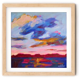 Coastal Sunset Art Print Bold Color, Sunset Landscape Wall Decor Fireplace, Vibrant Sunset Landscape Print Maine Art Print for Living Room