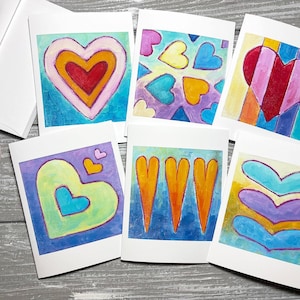 Hearts Note Card Set: Original Art Stationery with Envelopes