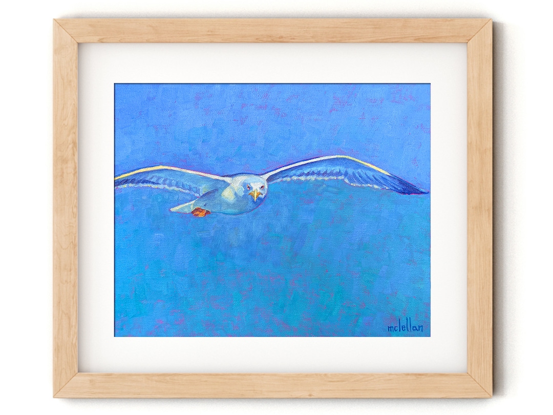Seagull Art Print Coastal Bird Wall Art, Seagull Art Print Large