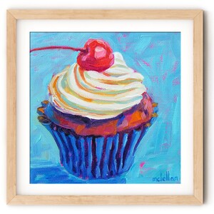 Cupcake Artwork, Cupcake Art, Pastry Art Print, Food Art Print, Birthday Art Print Dessert Art Print, Restaurant Decor, Baking Artwork