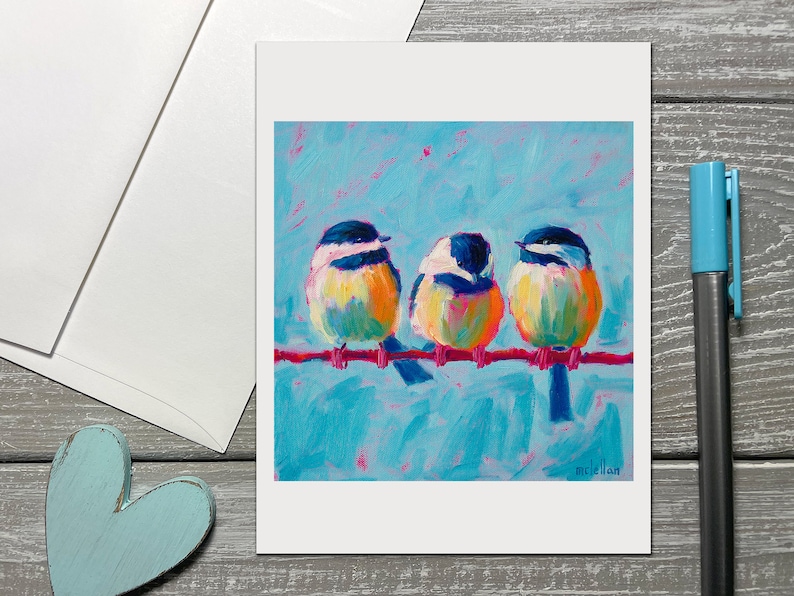 Chickadee Note Cards Set, Bird Stationery Set for Women, Notecards Blank With Envelopes, Bird Thank You Note Cards, All Occasion Note Cards image 1