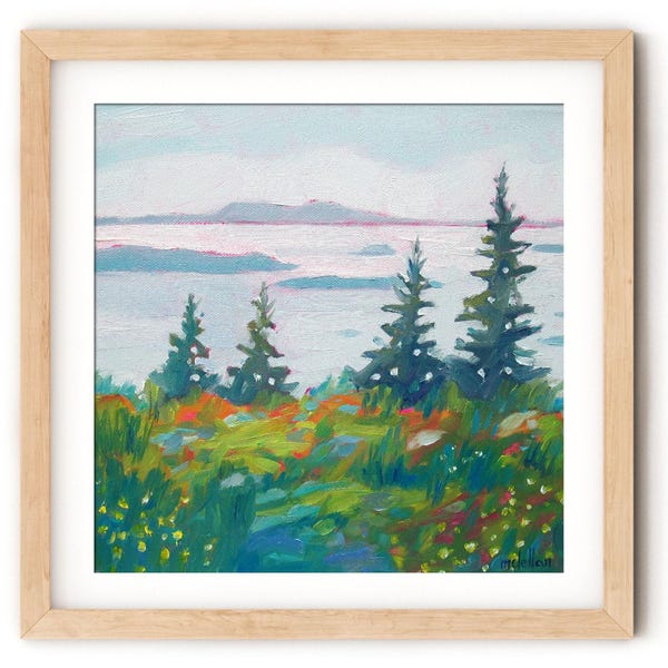Lámina artística de paisaje de Maine: Paisaje marino impreso en giclée sobre papel o lienzo.