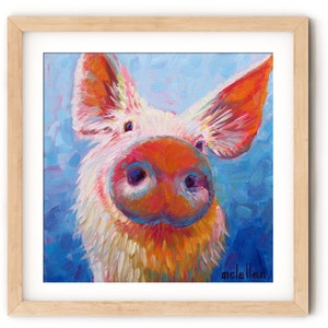 Colorful Pig Art Wall Decor Girls Bedroom Wall Art Print, Pig Painting on Canvas Print Wall Art, Girls Art Prints for Kids Wall Decor Prints