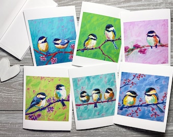 Chickadee Note Cards Set: Original Art, All Occasion Blank Cards