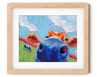 Cow Canvas Print: Funky Farm Animal Art for Nursery or Playroom