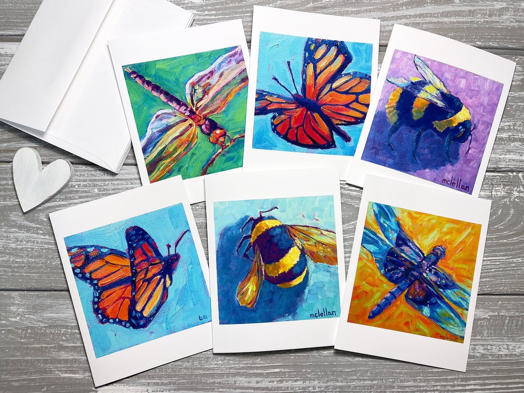 Insect Note Cards, Bug Note Cards Set of 6, Insect Stationery Set