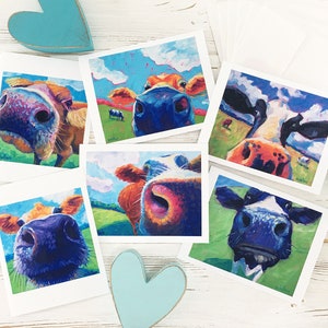 Cow Variety Blank Note Cards Set Of 6, Cow Stationery Set, Animal Notecards Blank With Envelopes, Animal Note Cards, Cow Note Cards image 2