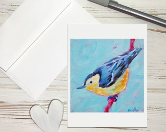 Nuthatch Note Card Set with Envelopes, Bird Stationery Set Blank Inside, General Greeting Card Set, Thank You Note Cards Set Any Occasion