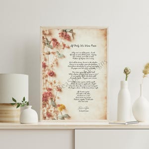 If only Poem Wall Art | Printable Inspirational Quote | Vintage Home Decor Art Print