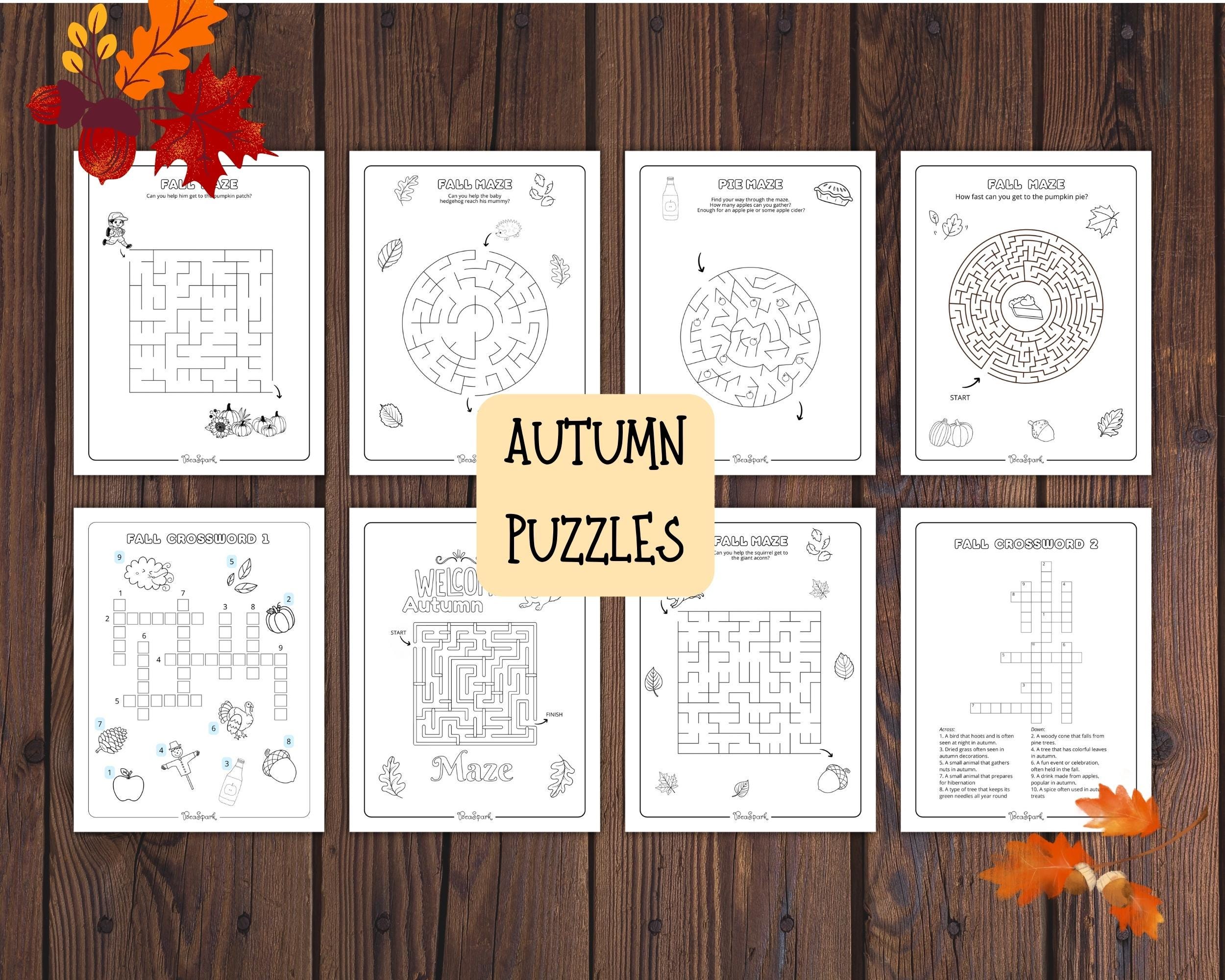 Printable Autumn Activities. Fall Activity Worksheets. Kids Activities