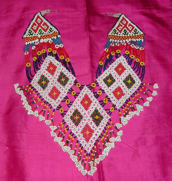 1970s Large Vintage Tribal Afghan Beaded Bib Neck