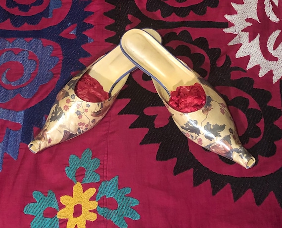 Out of This World Leather Chinoiserie Mules