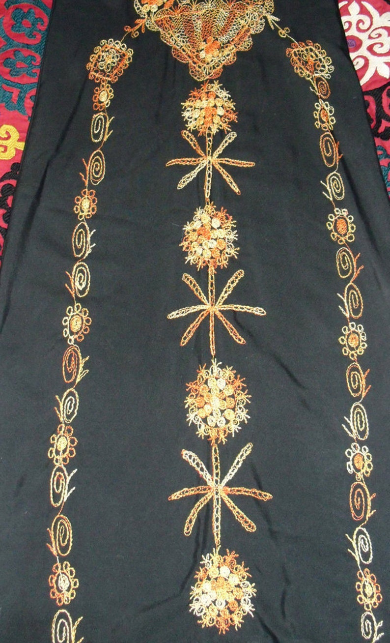 Vintage Moroccan Embroidered Full Length Kaftan Orange Floral - Etsy