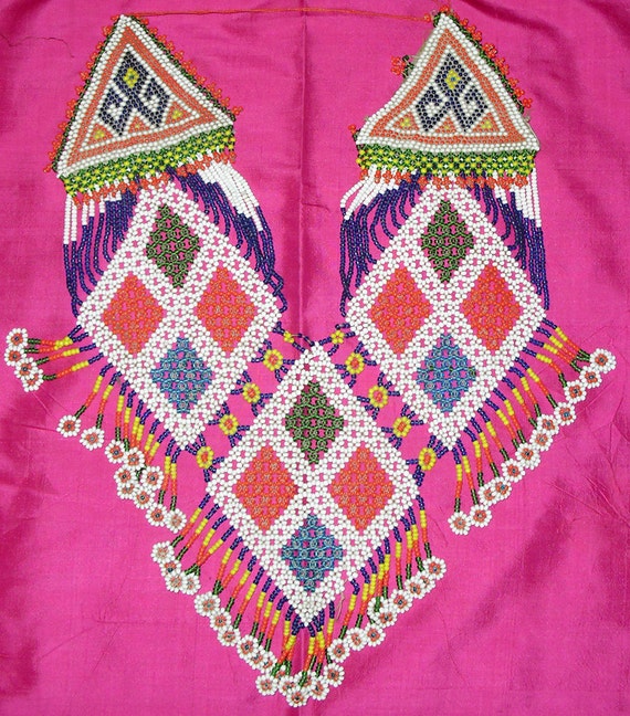 1970s Large Vintage Tribal Afghan Beaded Bib Neck
