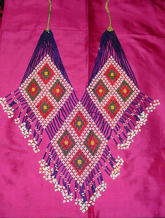 1970s Large Vintage Tribal Afghan Beaded Bib Neck