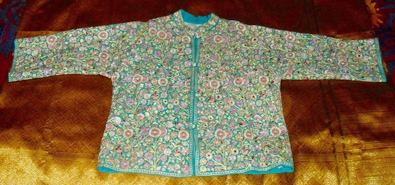 Vintage Kashmir Hand Embroidered Nehru Jacket Full