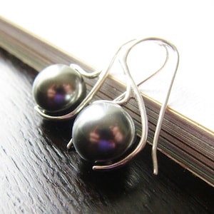 Pearl Earrings Tahitian Glow South Sea Sterling Silver 925 - Perfect for Bridesmaids, Special Occasion, Silver Earrings