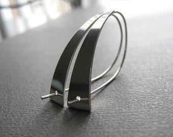 Sterling Silver Earrings, Silver Earrings, Modern Earrings, Simple, Eco Friendly Jewelry by CuteJewels