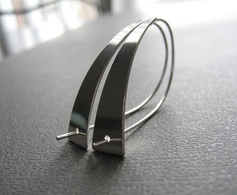 Modernista Sterling Silver Earrings, Sleek Earrings, Contemporary Design, Modern Earrings, Sleek Silver image 4