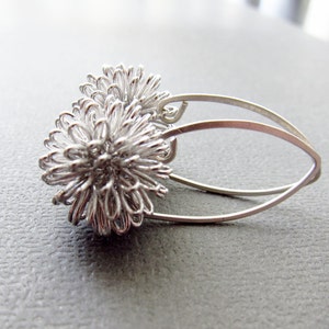 Earrings Dahlia Earrings Sterling Silver Modern design silver wire ball earrings Similar to Dandelion Earrings image 2