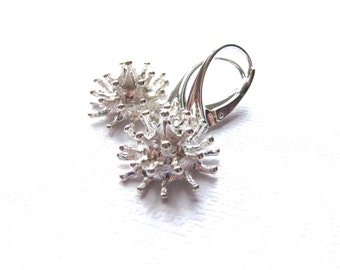 Sterling Silver Earrings, Dangle earrings, Matte White Silver, Leverback earwires, simple earrings, Modern Jewelry by CuteJewels