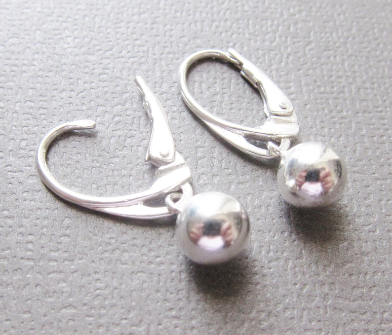 Sterling Silver Earrings With Shiny Ball Drop on Unique - Etsy