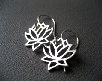 Lotus Earrings, Sterling Silver Earrings, Silver Earrings, Flower Earrings, Delicate Earrings, Eco Friendly Silver, Modern Jewelry