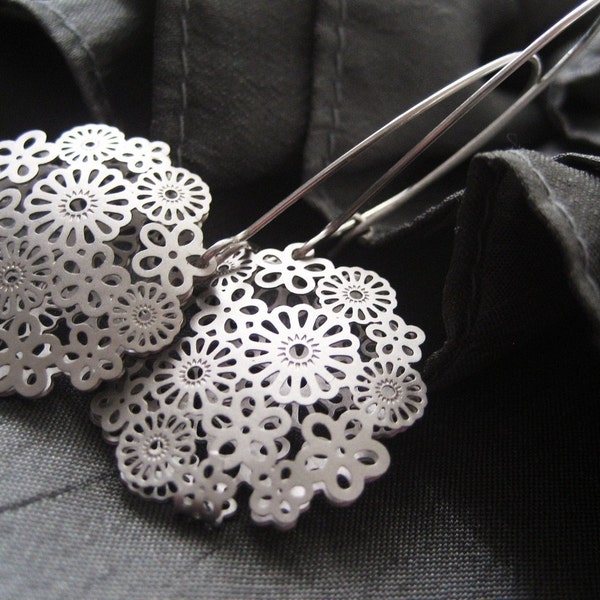 Flower Blossoms Sterling Silver Earrings - Elegant simple design