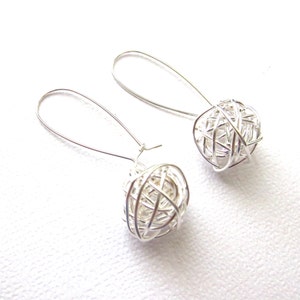 Tangled Wire Ball Earrings, Sterling Silver Earrings, Twisted Ball, Modern Jewelry by CuteJewels image 3