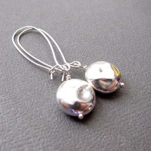 Hammered Disc Earrings, Sterling Silver, Silver Earrings, Kidney Ear wires, Simple Earrings, Modern Jewelry, Long Earrings, Dangle earrings