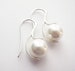 Pure White Tahitian Pearl Earrings Sterling Silver - Custom colors available - Perfect for Modern Brides, Bridesmaids 
