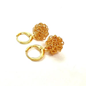 Earrings Gold Ball Earrings Modern design, tangled wire ball - Similar to Dandelion Earrings