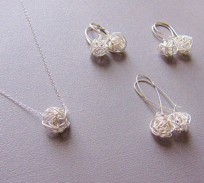 Tangled Ball Necklace Sterling Silver Necklace Yarn ball Etsy