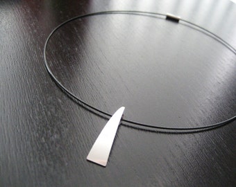 Modern Sterling Silver necklace, choker necklace, contemporary pendant, charm necklace, simple jewelry, handmade in chicago by Cute Jewels