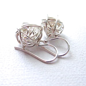 Mini Tangled Wire Ball Earrings, Sterling Silver Modern Earrings, Love knot earrings, Bridesmaid Gift Earrings