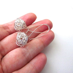 Tangled Wire Ball Earrings, Sterling Silver Earrings, Twisted Ball, Modern Jewelry by CuteJewels image 4