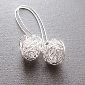 Sterling silver tangled earrings with modern design minimalist earrings