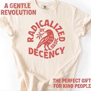 基本的な良識によって過激化したコンフォートカラーズTシャツ、アクティビストTシャツ、政治的抗議Tシャツ、フェミニスト活動家へのギフト、リベラルな服