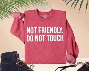 Not Friendly Do Not Touch Sweatshirt, Sarcastic Humor Sweatshirt, Introvert Quote Shirt, Anti Social Shirt,Anxiety Sweat, Funny Friends Gift