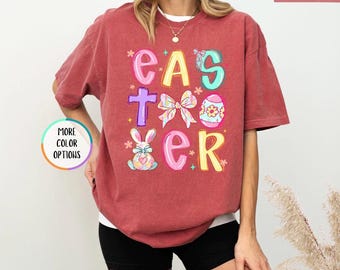 Comfort Colors Easter Coquette Shirt, Easter Day Shirt For Women, Christian Easter Tee, Easter Bunny Tee, Easter Eggs Shirt, Spring Shirt