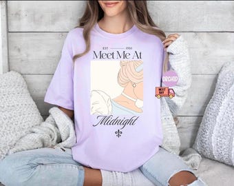 Comfort Colors Meet me at Midnight Shirt, Disney Cinderella Inspired Shirt, Disney Girls Trip 2025, Princess Birthday Girl, Disneyland Shirt